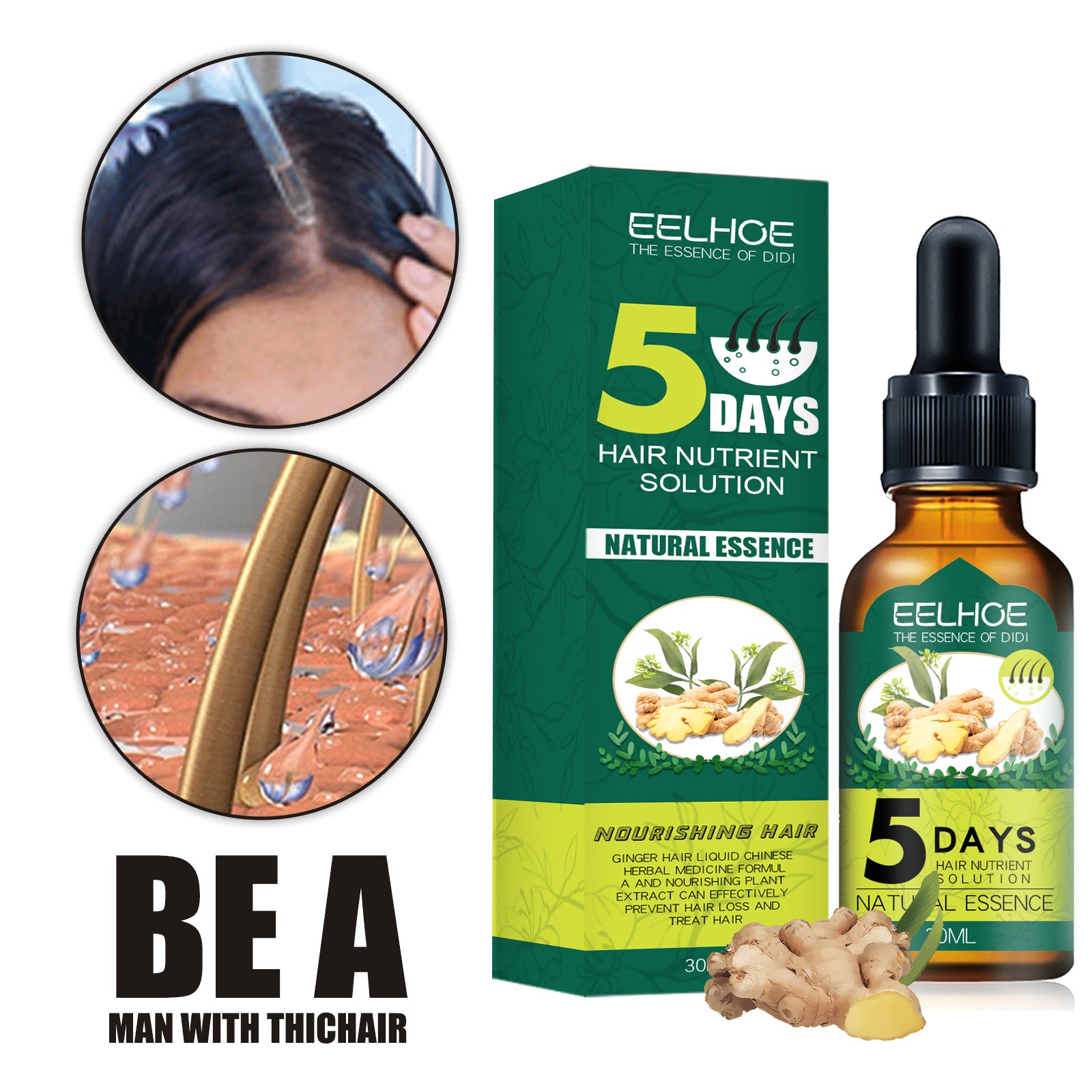 EELHOE Ginger Hair Essential Oil – Nourishing Hair Growth Scalp Care