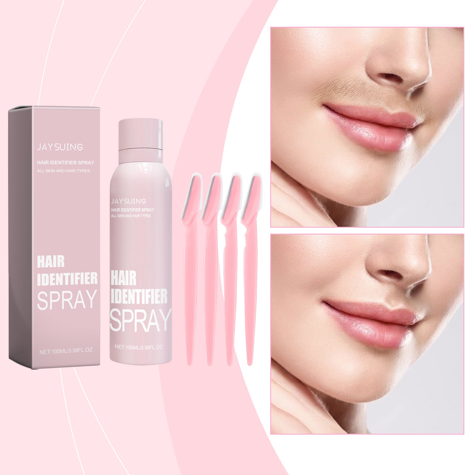 Jaysuing Facial Hair Removal Spray – Gentle Face Hair Remover Mist