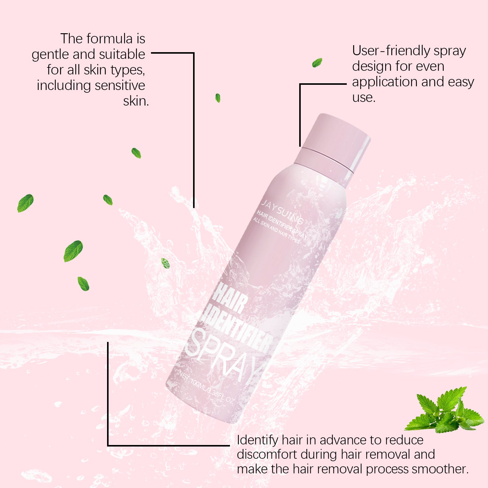 Jaysuing Facial Hair Removal Spray – Gentle Face Hair Remover Mist