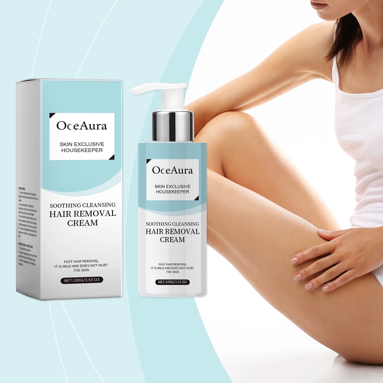 OceAura Gentle Hair Removal Cream – Smooth Body & Leg Hair Remover