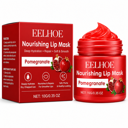 Eelhoe Pomegranate Nourishing Lip Mask with packaging on a white background