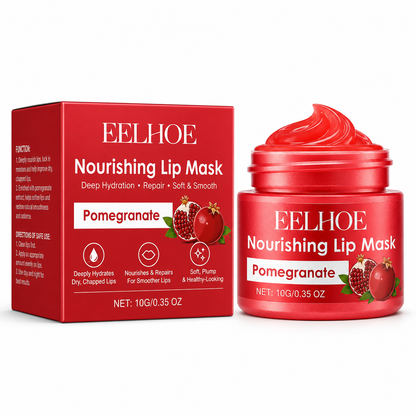Eelhoe Pomegranate Nourishing Lip Mask with packaging on a white background