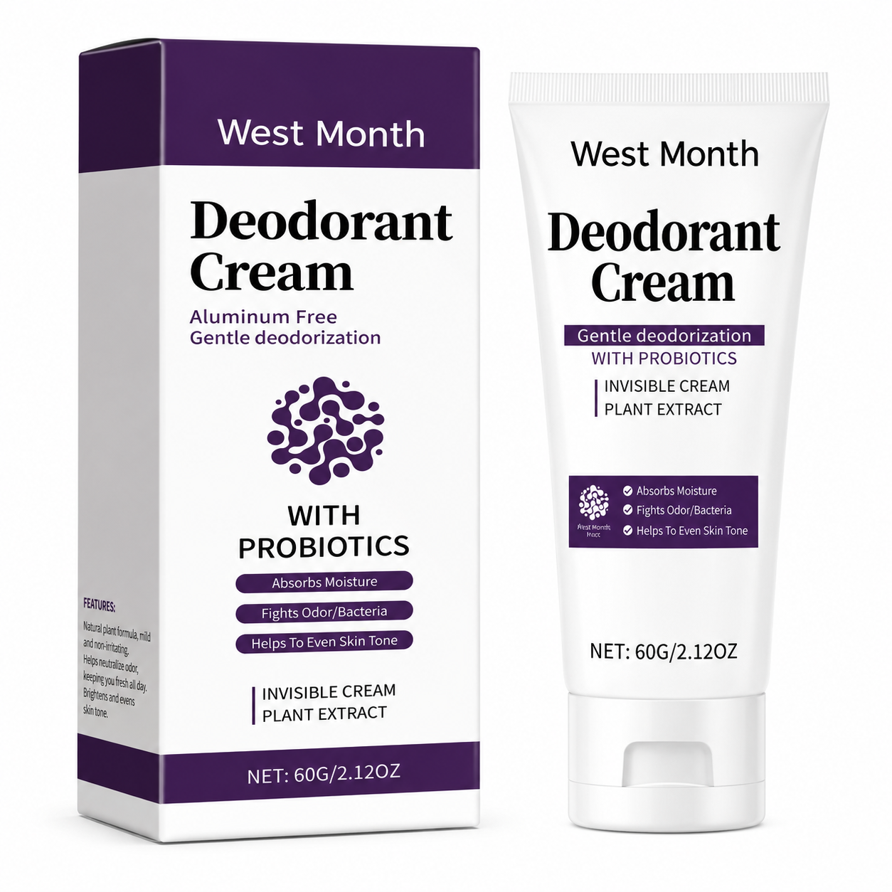 West Month Deodorant Cream packaging and tube on a white background