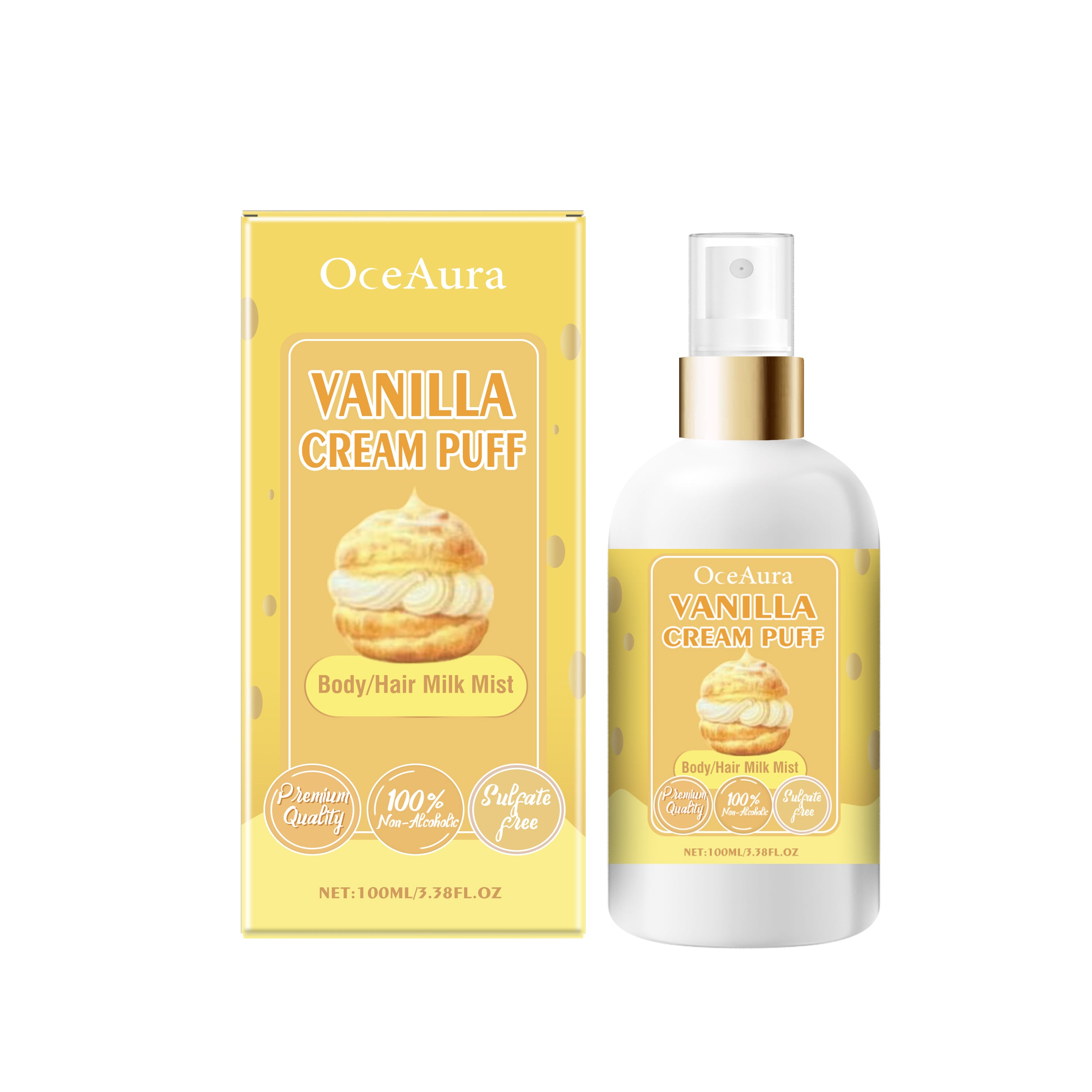 OceAura Vanilla Body Mist & Hair Spray – Hydrating Moisturizing Spray