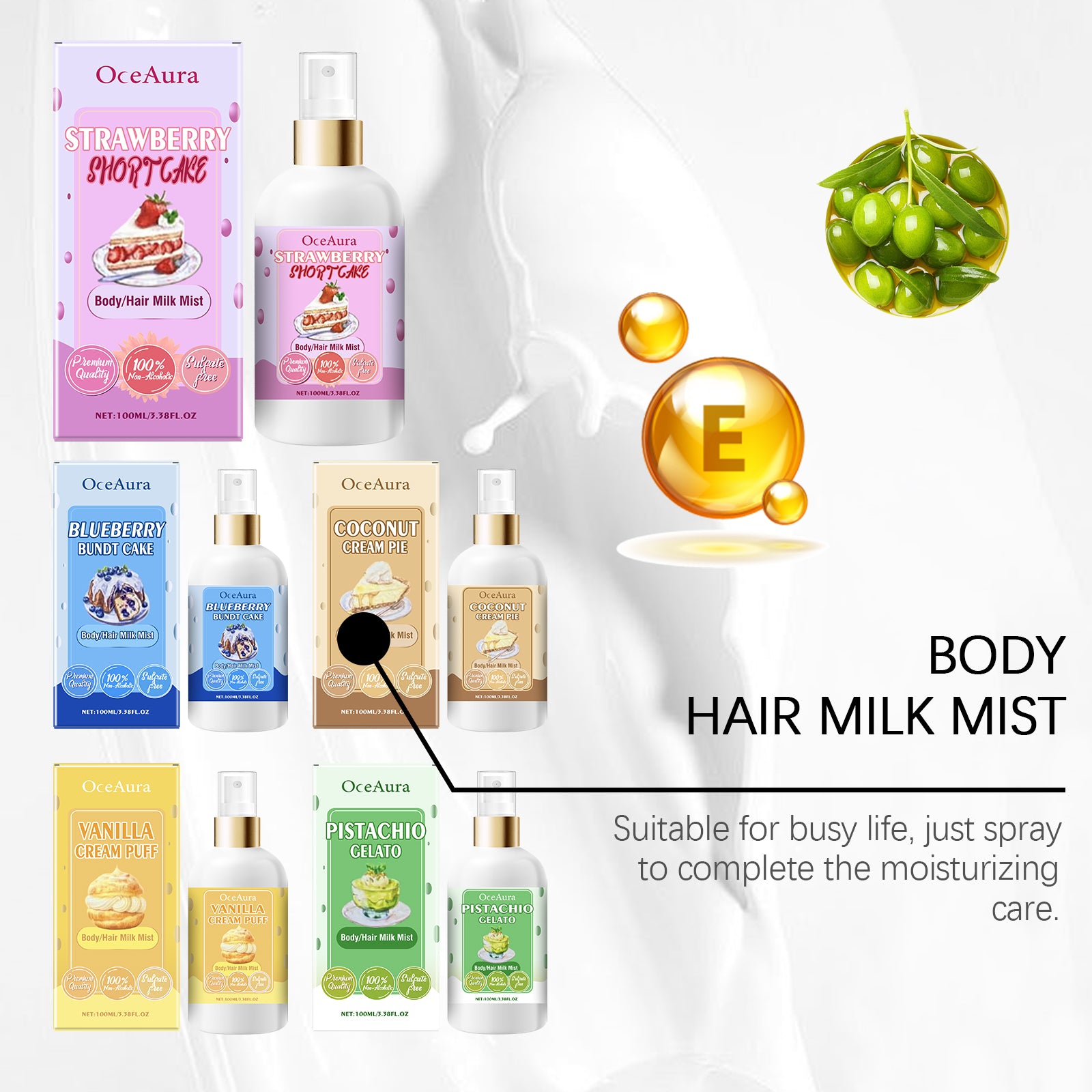 OceAura Vanilla Body Mist & Hair Spray – Hydrating Moisturizing Spray
