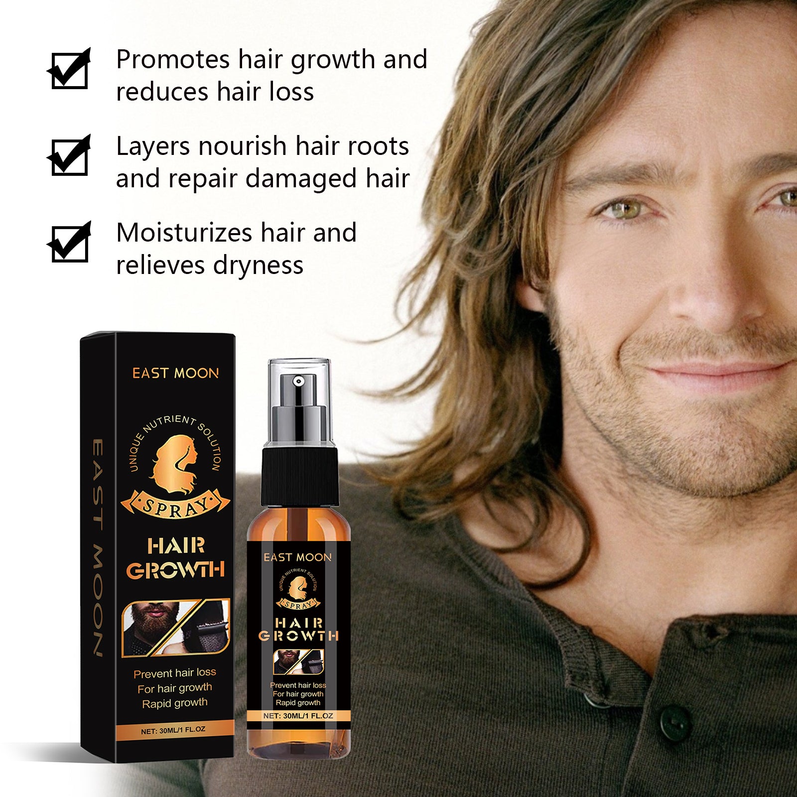 EAST MOON Hair Growth Spray – Oil Control & Scalp Moisturizing Treatment